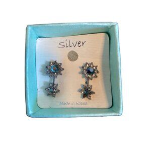 Vintage Women's Sterling Silver Rhinestone Earrings NIB